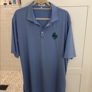 Peter Millar Blue Striped Polo Shirt with Gator logo